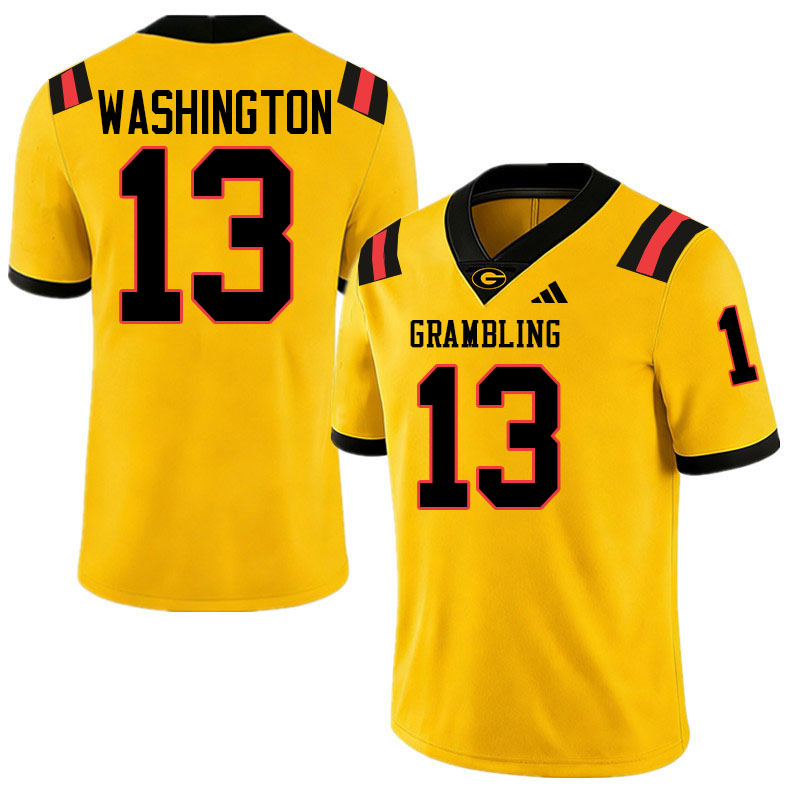 Grambling State Tigers #13 Isaac Washington College Football Jerseys,Uniforms-Gold